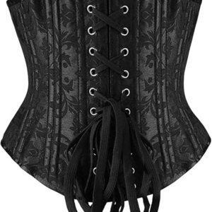 ShaperX Black Brocade Steel Boned Gothic Underbust Corset Underwear Shapewear